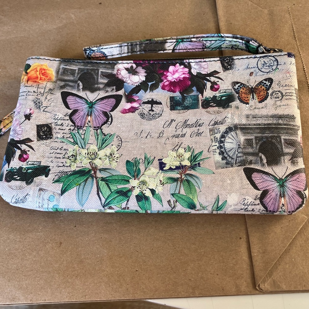 Floral and Butterfly Print Women's Clutch